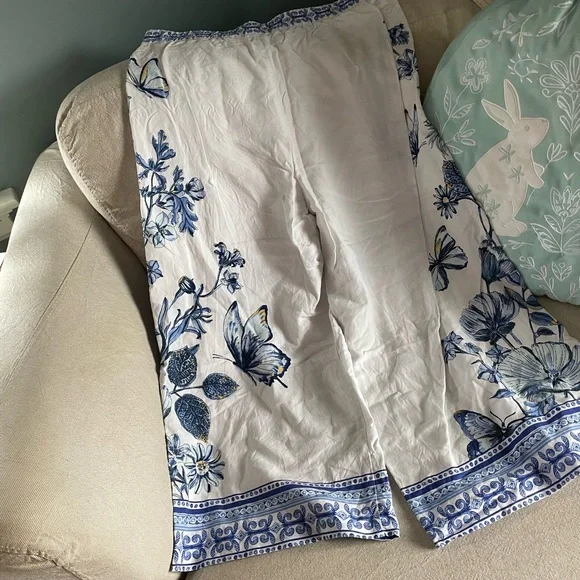 Chico’s Wide Leg Floral Pants Fully Lined Sz Large - Picture 2 of 5